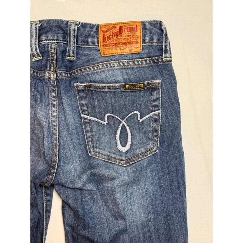 Y2K Low Rise Straight Leg Jeans 6/28 Lucky Brand Embroidered Pocket Denim